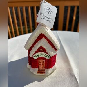 Vintage Christopher RADKO Snowy Country School Christmas Ornament &Tag,  No Box